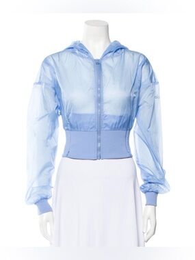Alo Light Blue Cropped Windbreaker Jacket